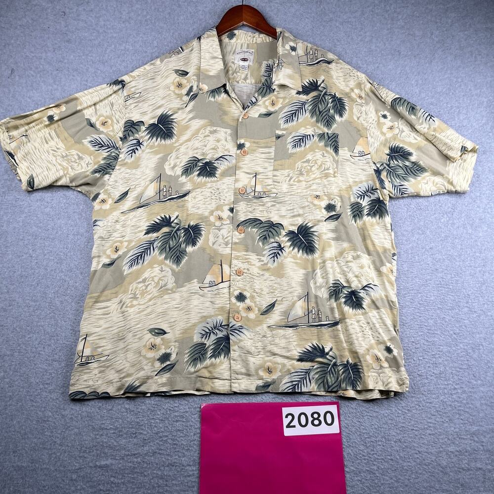 Original Island Sport Tropical Print Shirt Button Up Short Sleeve Mens 2XL